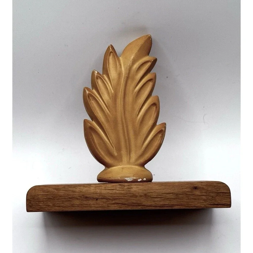 Vintage Duane Trippler Handcrafted Bookend Wood Gold Leaf Sculpture Signed